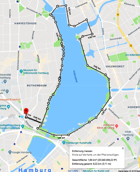 Hamburg aussenalster Juli 2018 8,2 km